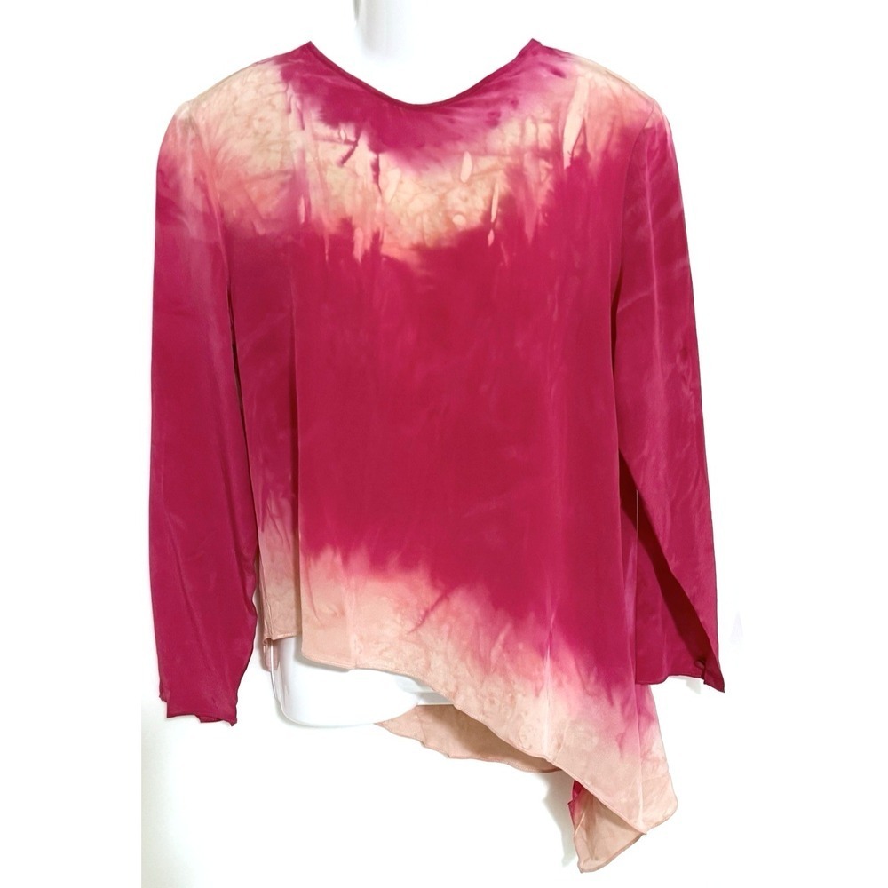 Silk Bijoux Blouse Womens M Silk Tie Dye Hand Painted Wearable Art Asymmetrical
